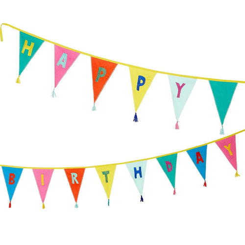 Rainbow 'Happy Birthday' Fabric Bunting - 3m - Anilas UK