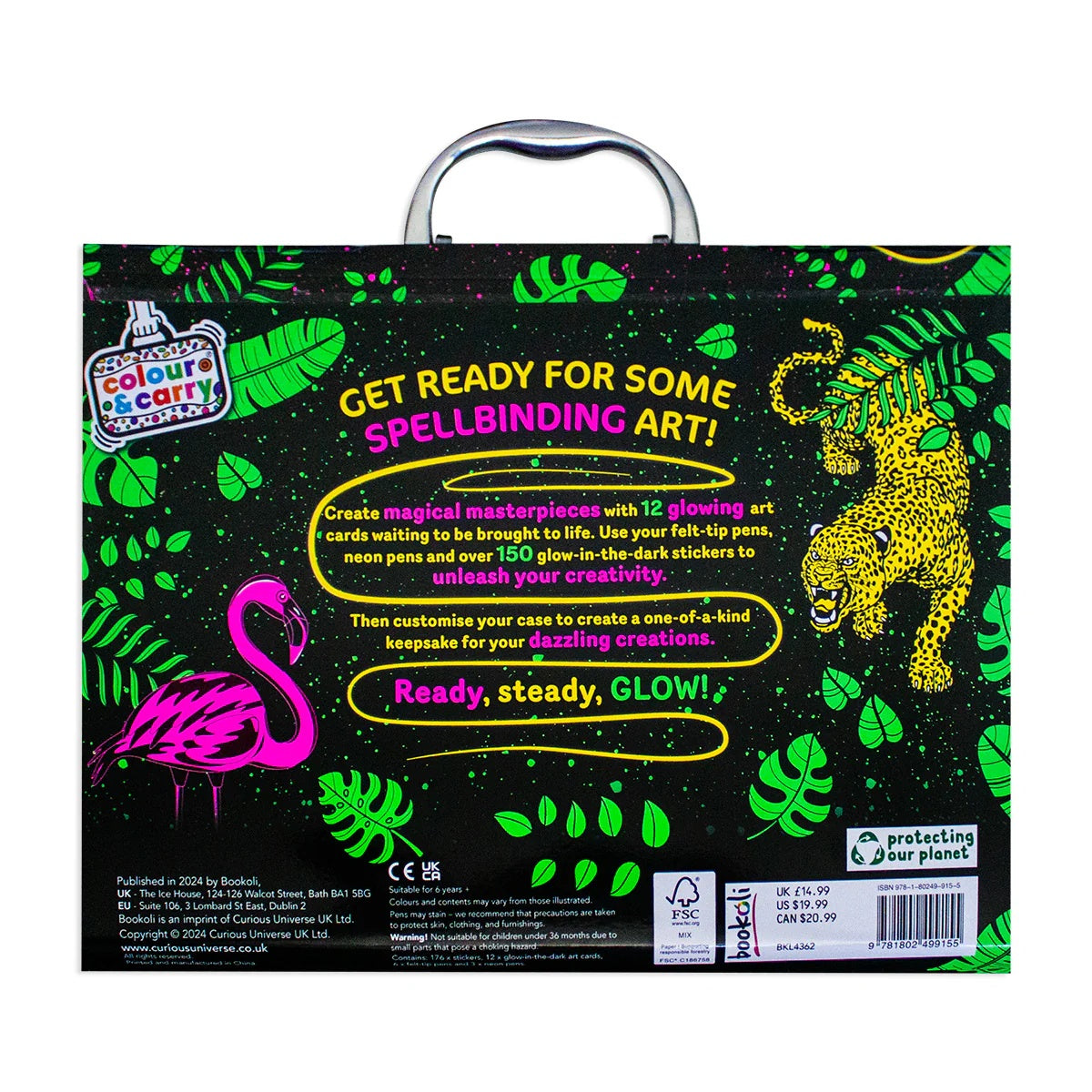 Glow in the Dark Neon Art Activity Fun Case - Animals Colour and Carry Kit - Anilas UK