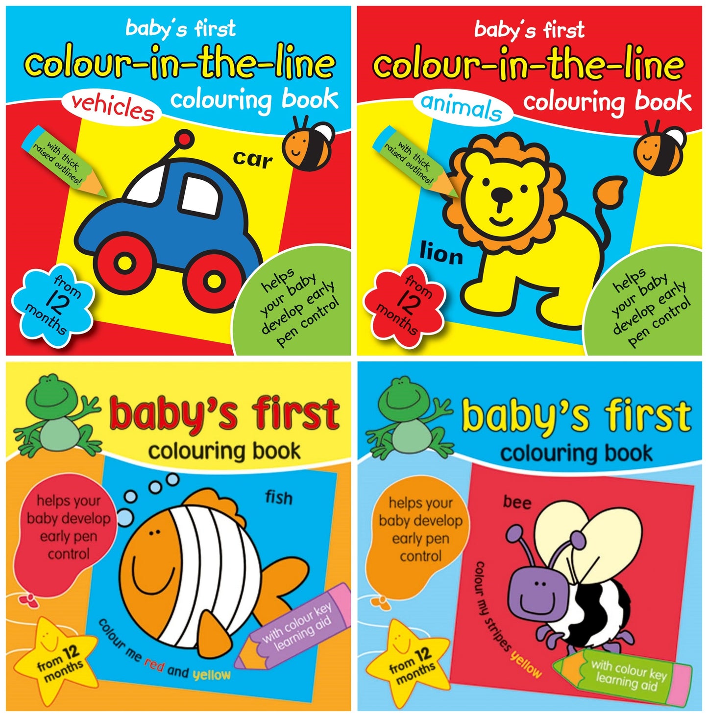 Baby's First Colouring Books & Colour-in-The-line Colouring Books Set of 4 - Anilas UK