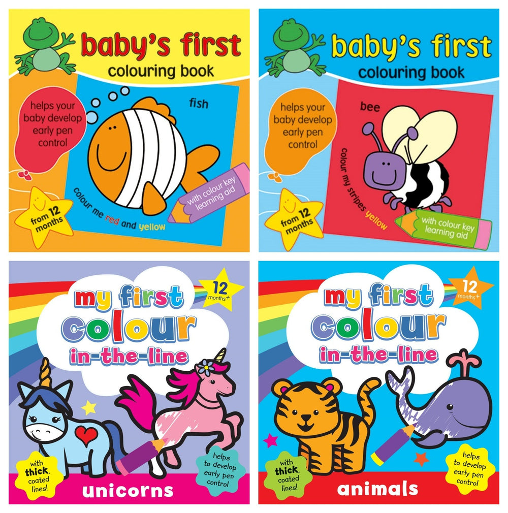 Baby's First Colouring Books & Colour-in-The-line Colouring Books Set of 4 - Anilas UK
