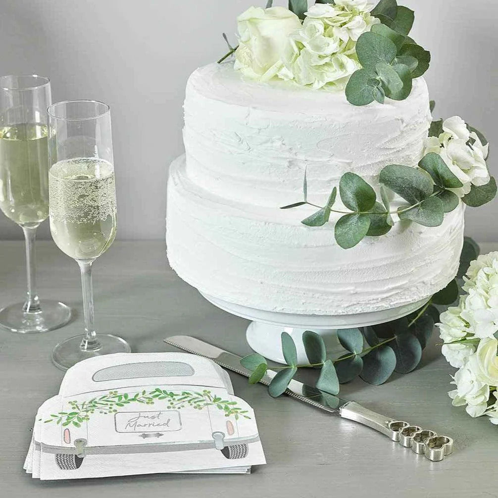 Botanical Bride Car Shaped Wedding Napkins - Anilas UK