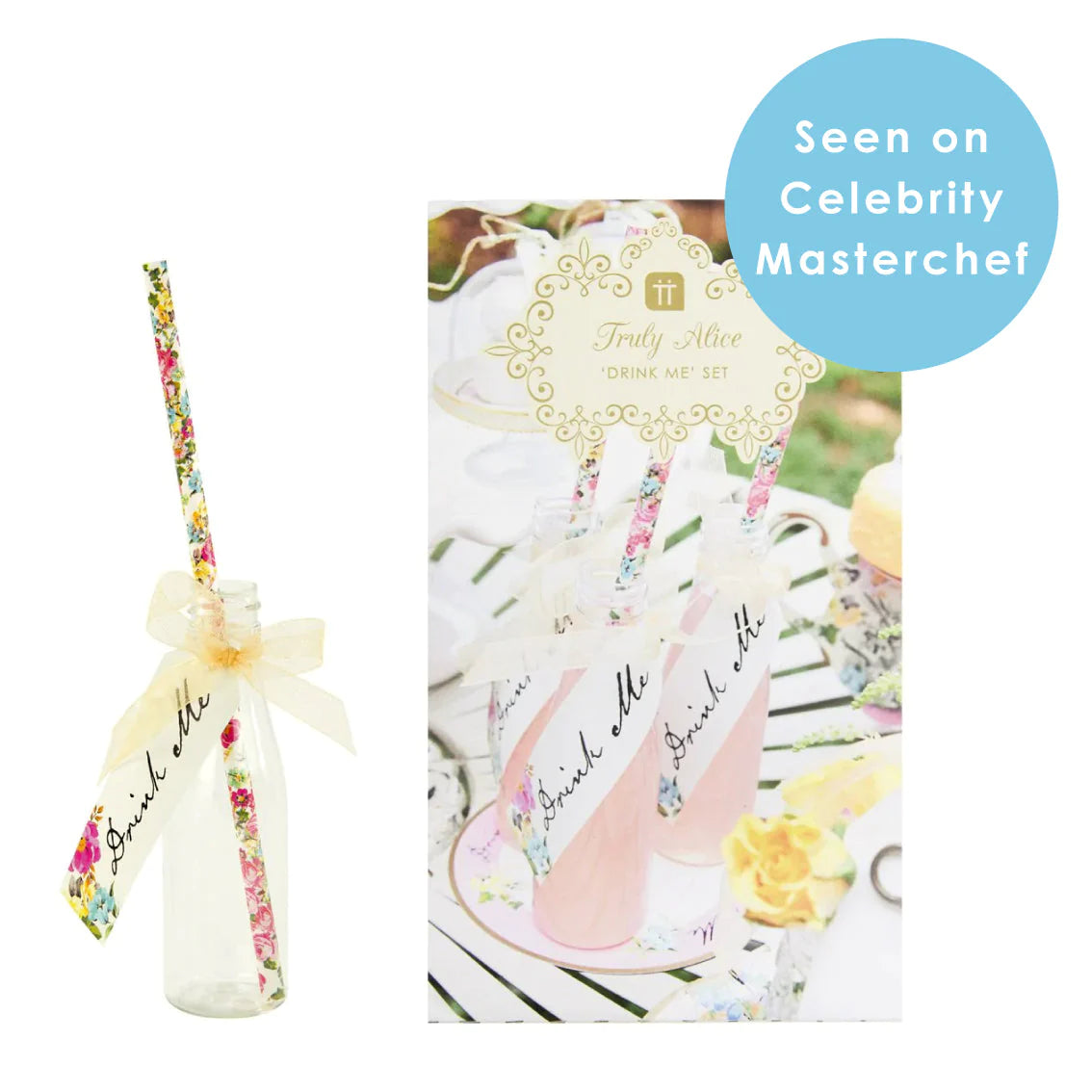 Alice in Wonderland Party Bottles & Straws - 6 Pack - Anilas UK