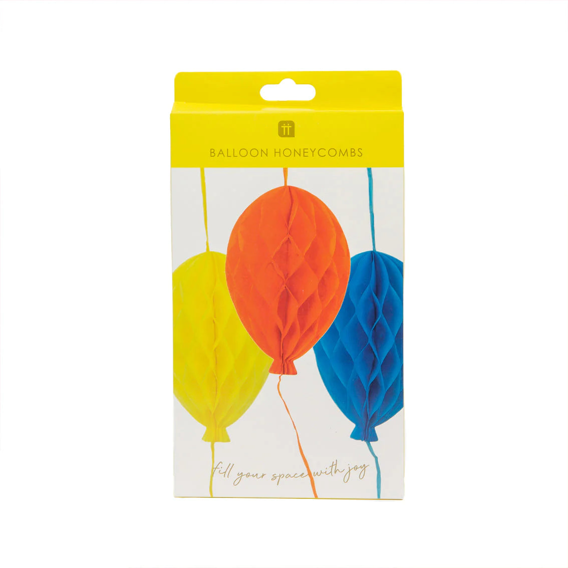 Birthday Balloons Bright Paper Honeycomb Decorations - 3 Pack - Anilas UK