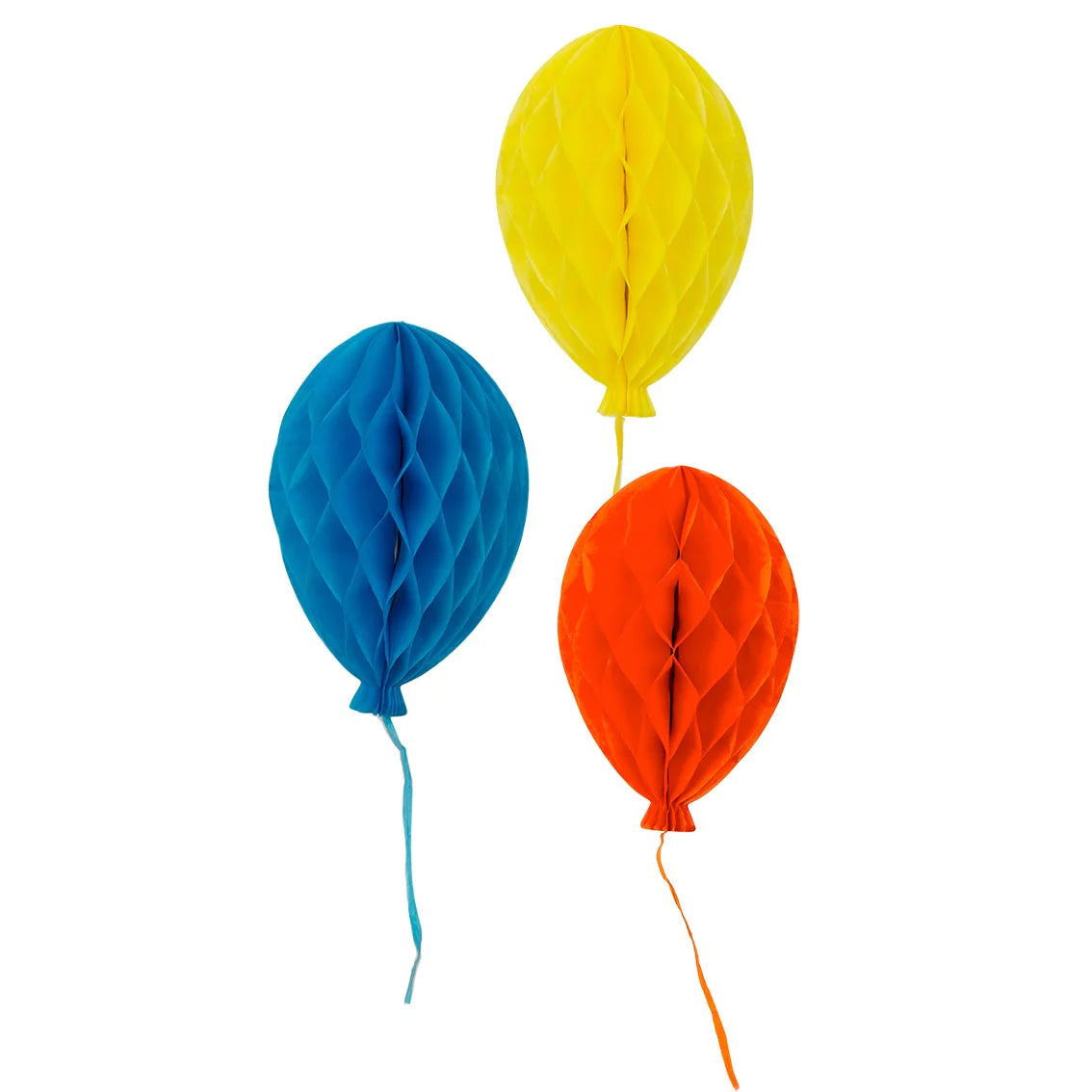 Birthday Balloons Bright Paper Honeycomb Decorations - 3 Pack - Anilas UK