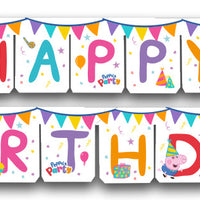 Peppa Pig Party "Happy Birthday" Banner