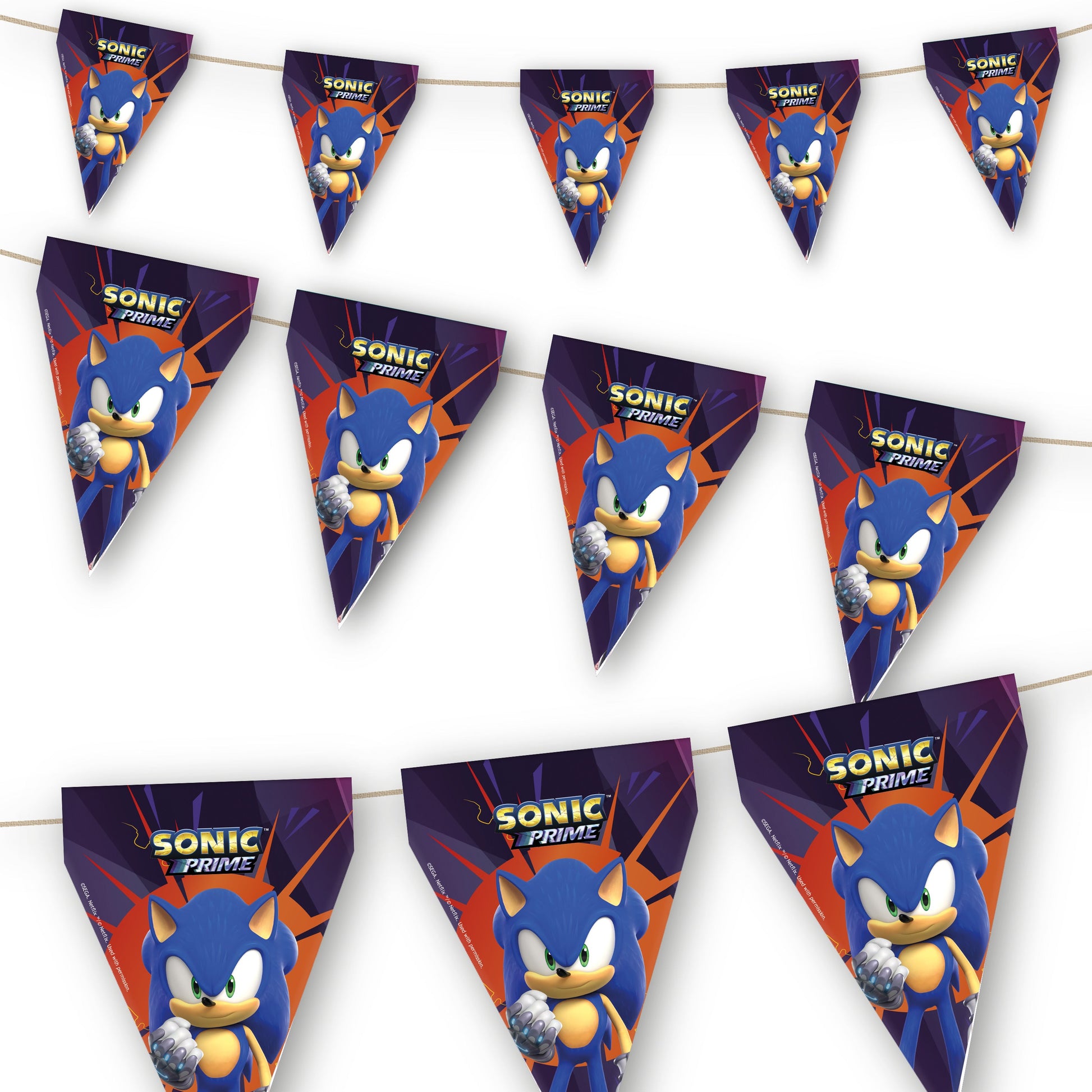 Sonic Prime Birthday Party Flag Bunting Banner - Anilas UK