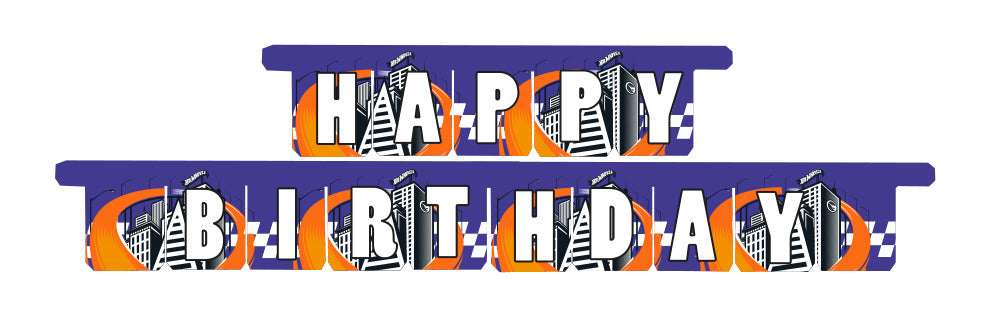 Hot Wheels Party "Happy Birthday" Banner - Anilas UK