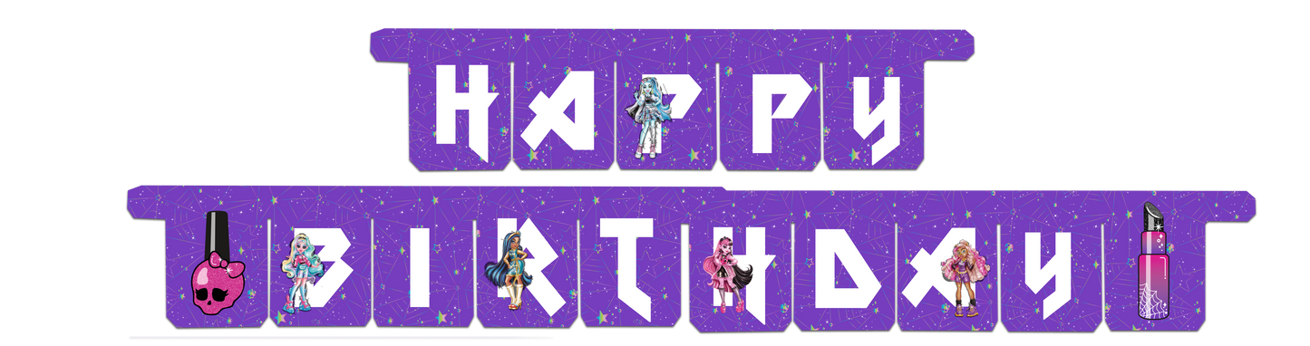 Monster High Party "Happy Birthday" Banner - Anilas UK