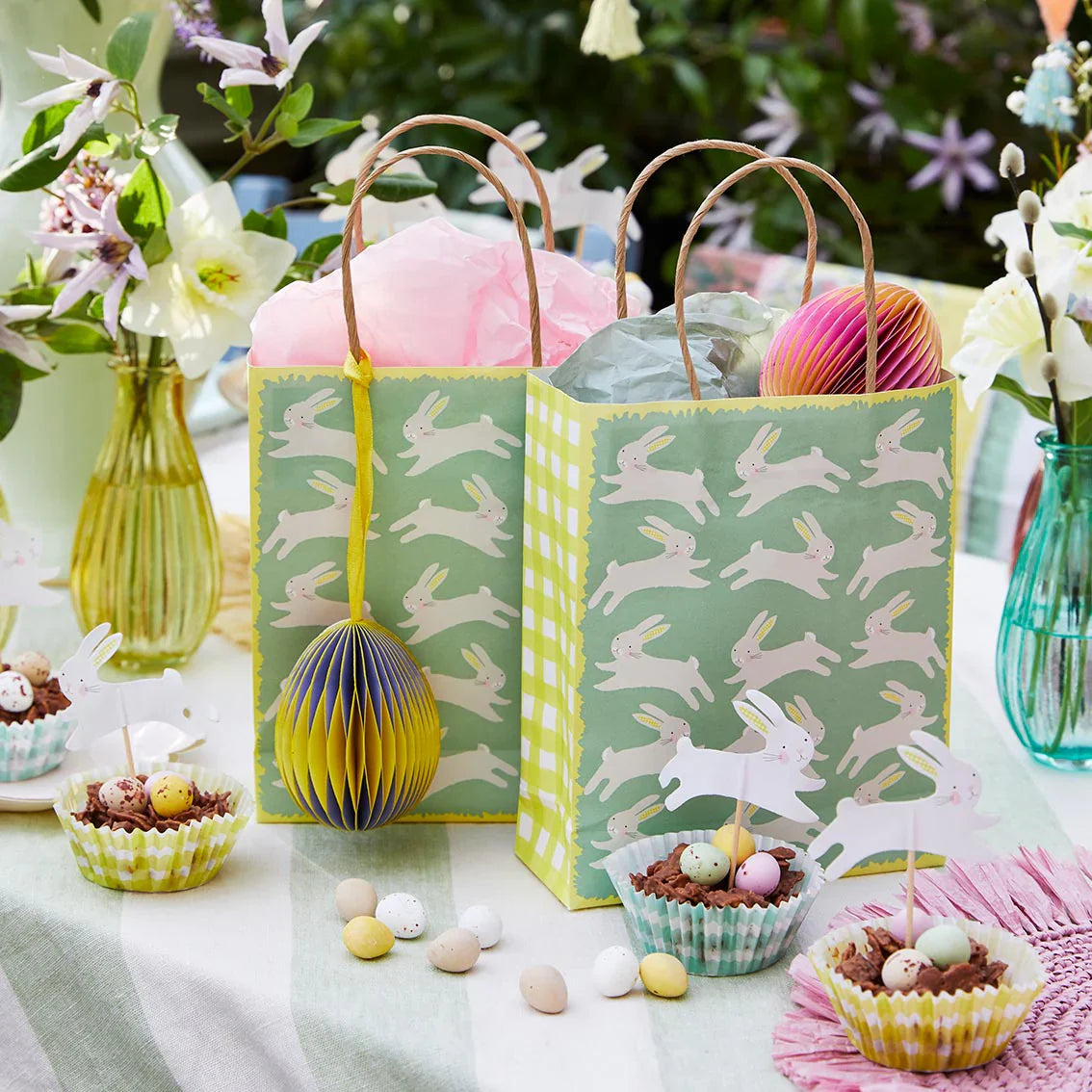 Green Bunny Easter Party Bags (Pack of 8) - Anilas UK