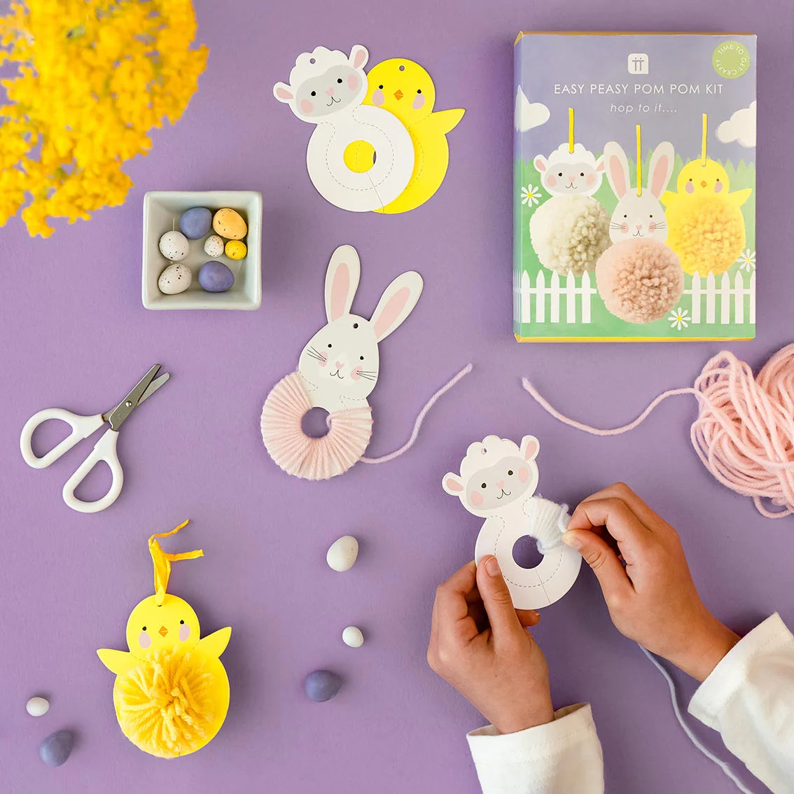 Easter Animals Pom Pom Kit - 6 Pack - Anilas UK