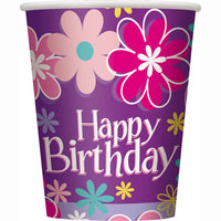 Birthday Blossoms Paper Cups (Pack of 8) - Anilas UK