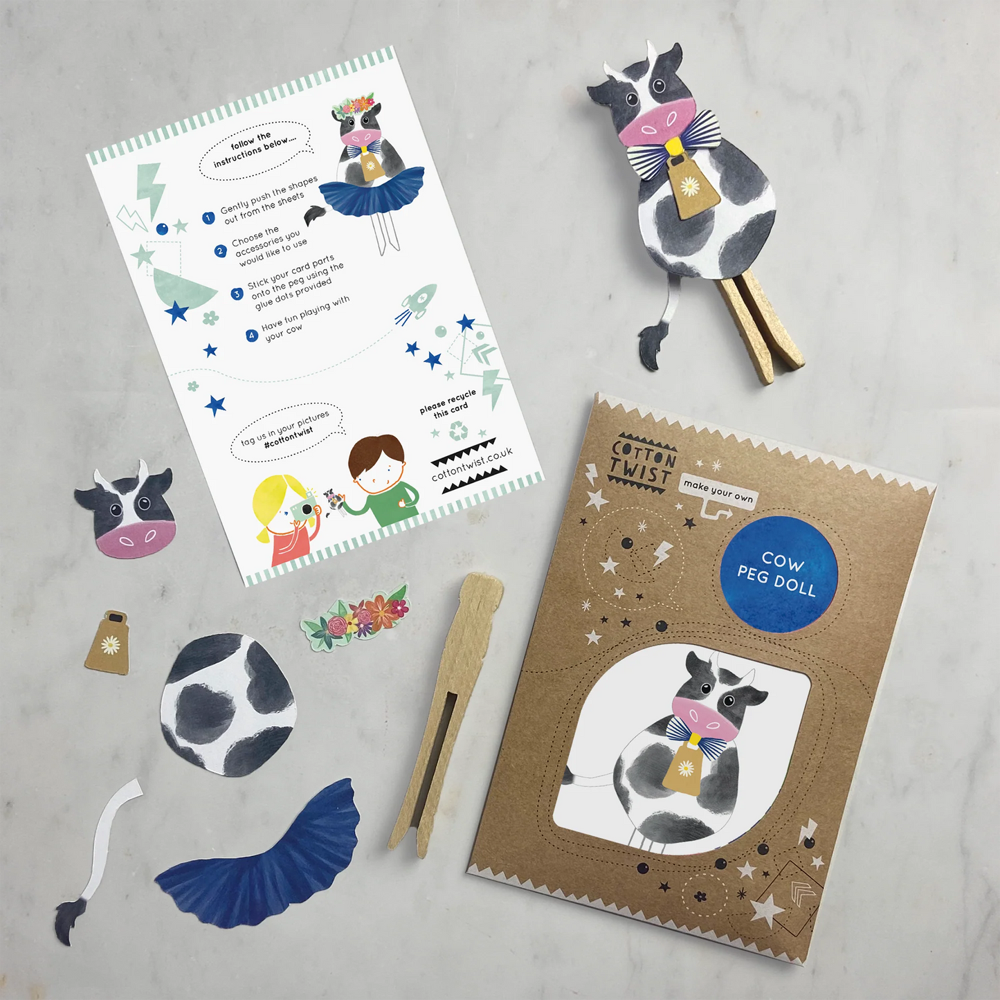 Make Your Own Cow Peg Doll - Anilas UK