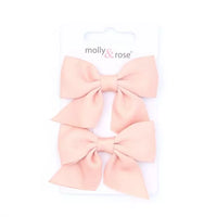 Pair of Rose Pink Bow Hair Clip 4.5cm - Anilas UK