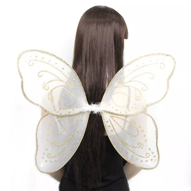Large White Fairy Wings With Gold Glitter - Anilas UK