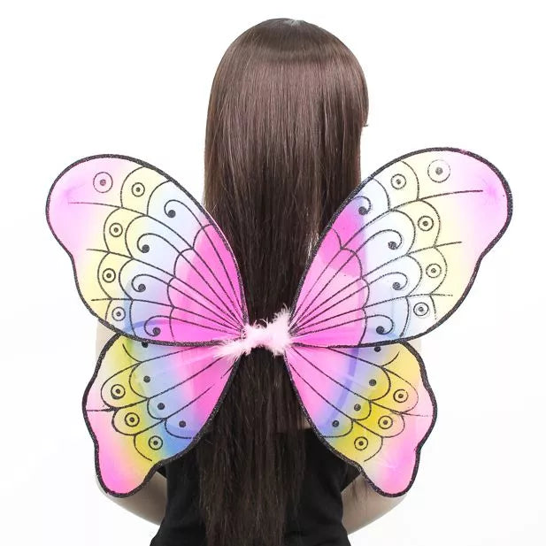 Large Rainbow Fairy Wings With Black Glitter - Anilas UK
