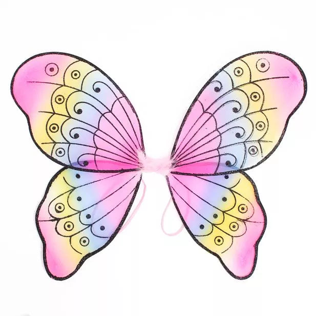 Large Rainbow Fairy Wings With Black Glitter - Anilas UK