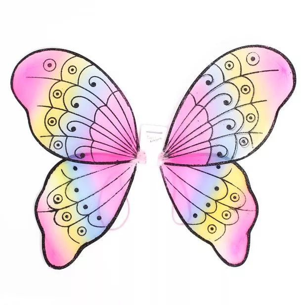 Large Rainbow Fairy Wings With Black Glitter - Anilas UK