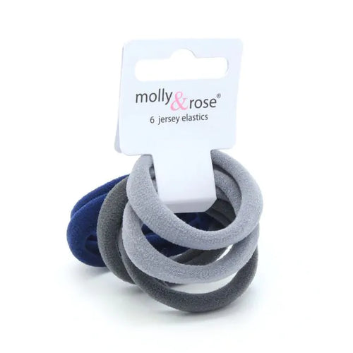 Navy Blue and Grey Jersey Endless Snag Free Hair Bobbles (Pack of 6) - Anilas UK