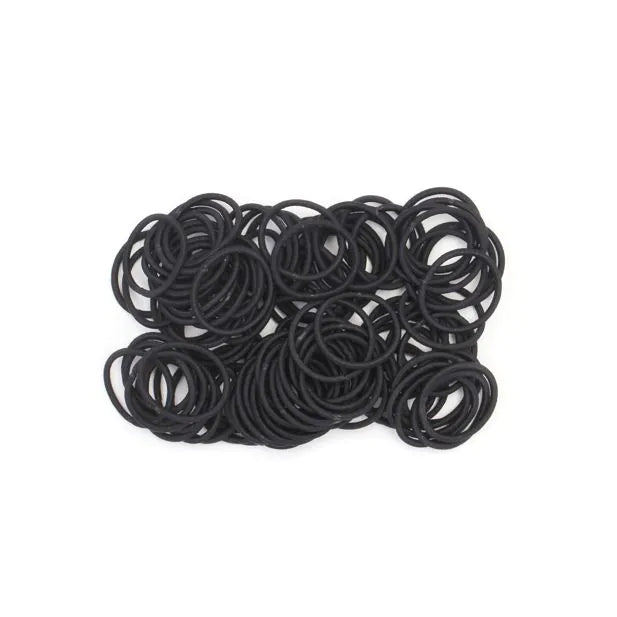 Mini hair elastic bands - Black - Pack Of 100 - 2mm Thick - Anilas UK