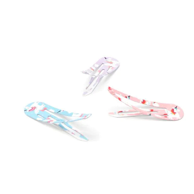 Pack of 6 Assorted Printed Unicorn Snap Clips - 5cm