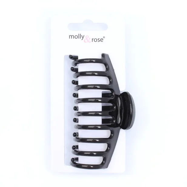 Girls Black Claw Hairclip 9 cm, Plastic with Metal Hinge - Anilas UK