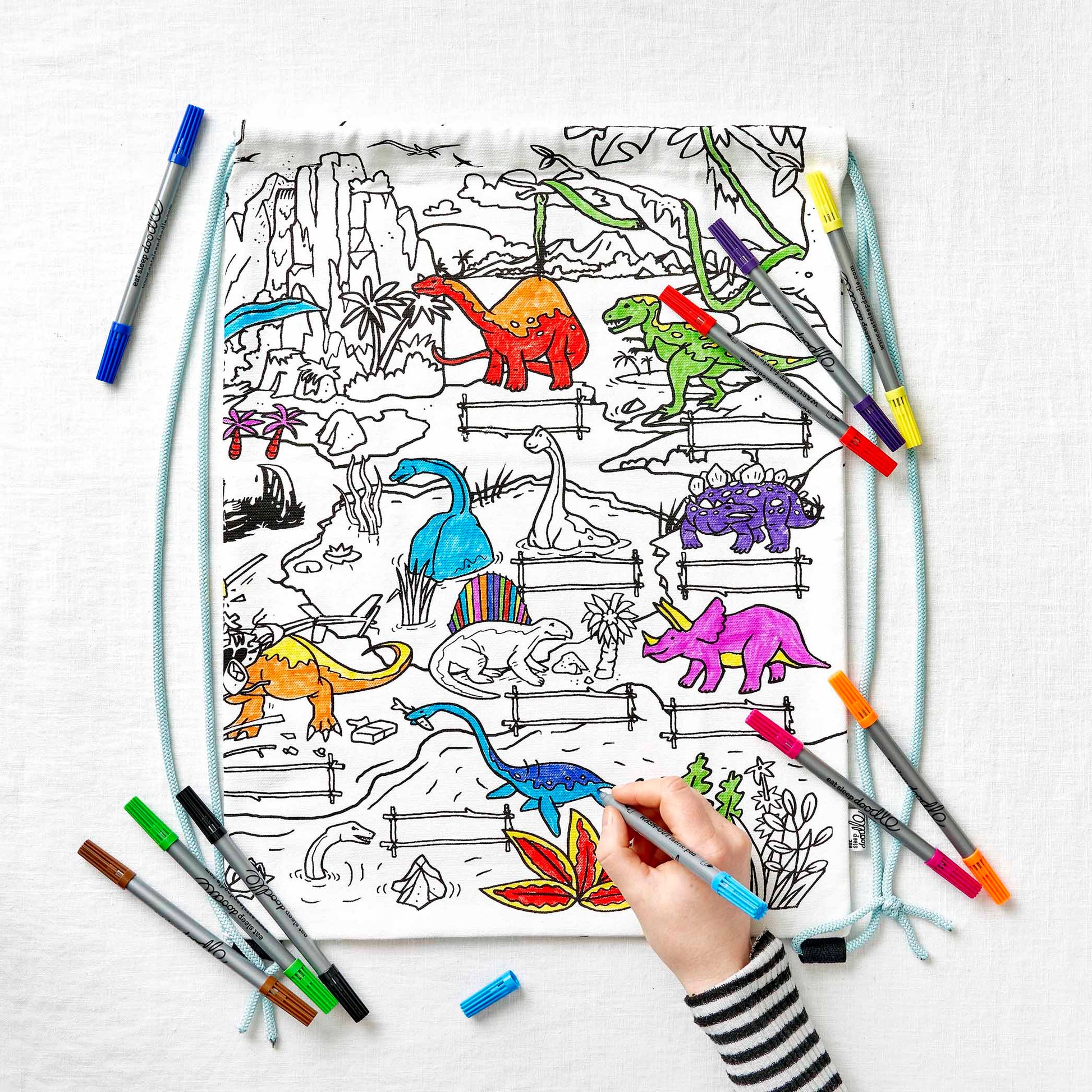 Eat Sleep Doodle's Dinosaur Colour in Backpack - Anilas UK