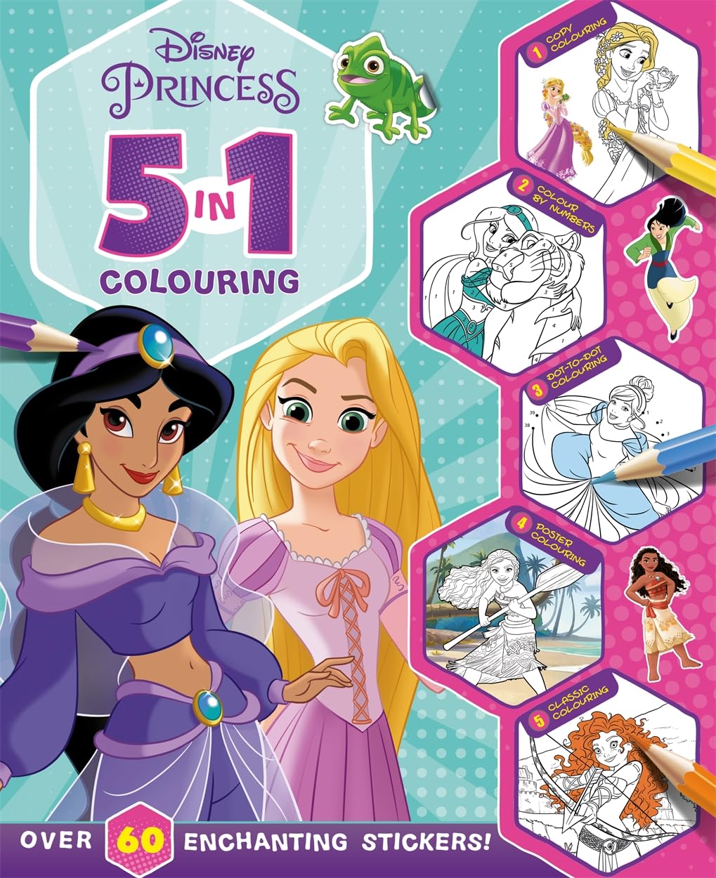 Disney Princess: 5 in 1 Colouring Book - Anilas UK