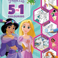 Disney Princess: 5 in 1 Colouring Book