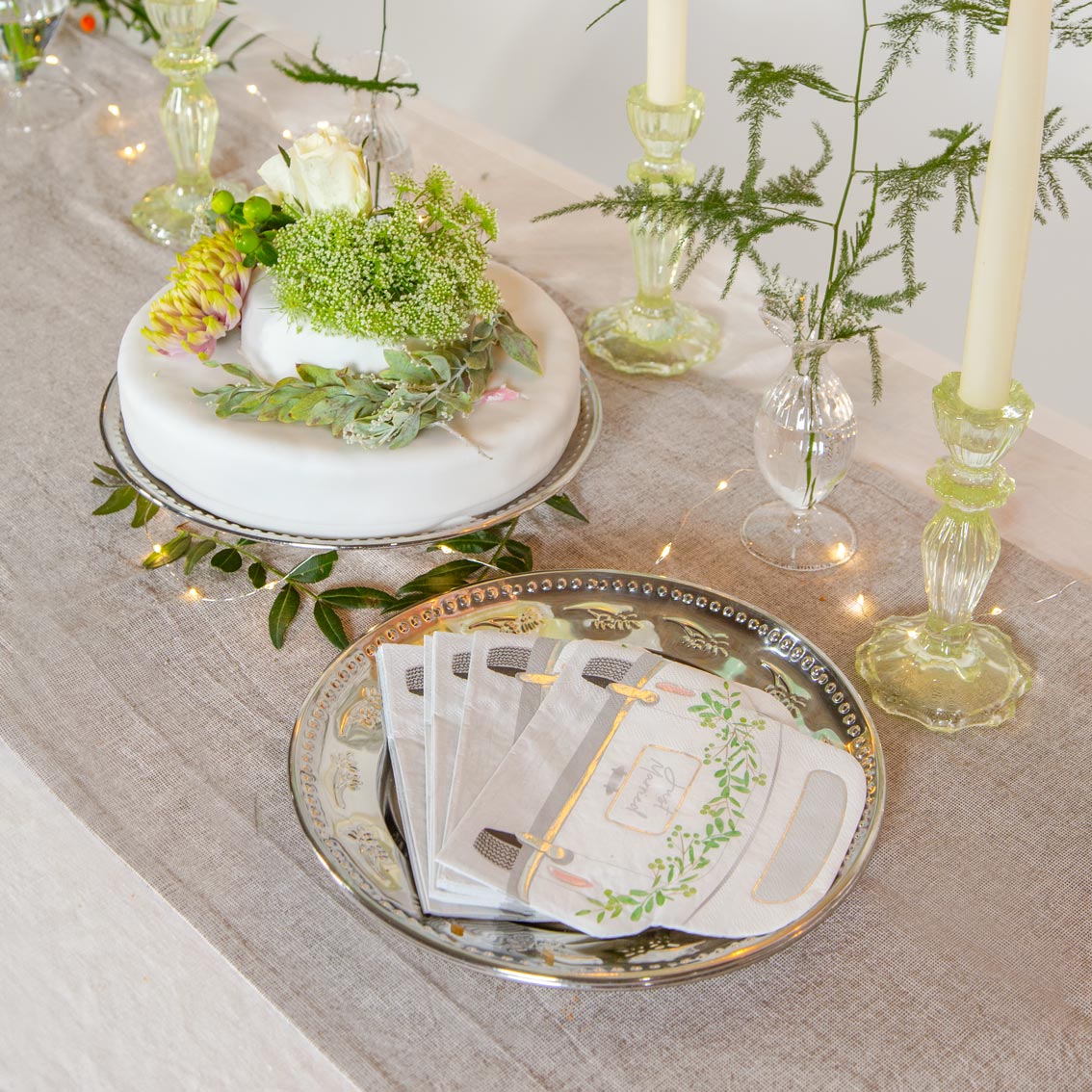 Botanical Bride Car Shaped Wedding Napkins - Anilas UK