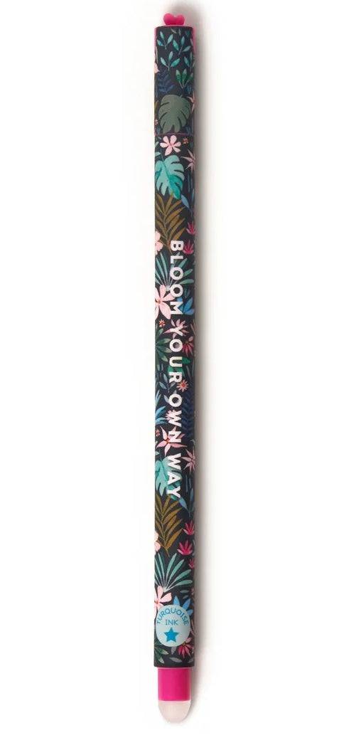 Legami Floral Erasable Gel Pen with Turquoise Ink - Anilas UK