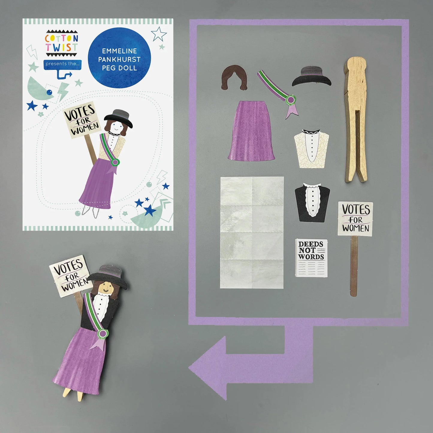 Make Your Own Emmeline Pankhurst Peg Doll - Anilas UK
