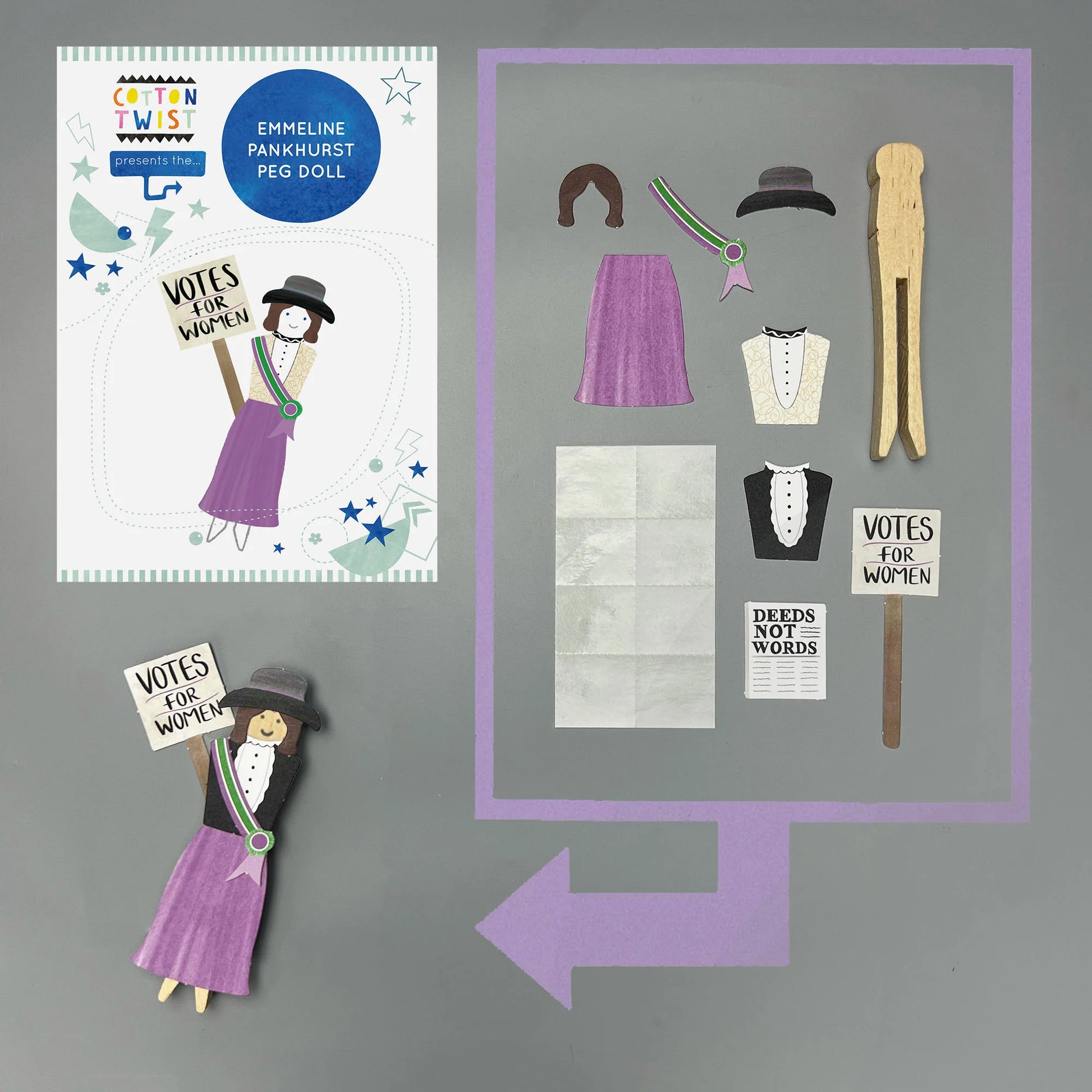 Make Your Own Emmeline Pankhurst Peg Doll - Anilas UK