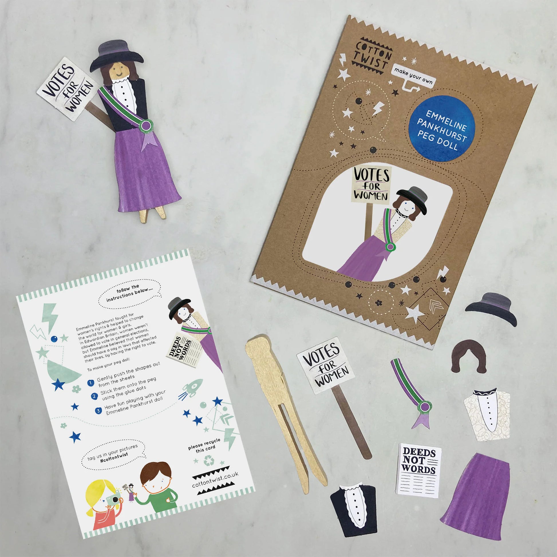 Make Your Own Emmeline Pankhurst Peg Doll - Anilas UK