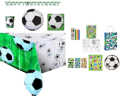 Complete Football Themed Party Pack for 8 people Including Tableware and Favours - Anilas UK