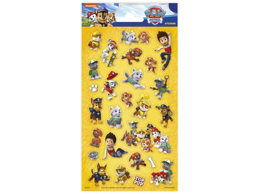 Paw Patrol Glitter Stickers Pack 10 x 20cm - Anilas UK