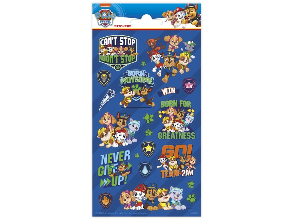 Paw Patrol Stickers with captions Pack 10 x 20cm - Anilas UK