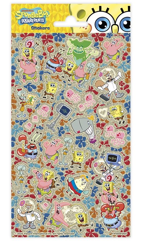 SpongeBob Glitter Stickers 102 x 200mm - Anilas UK