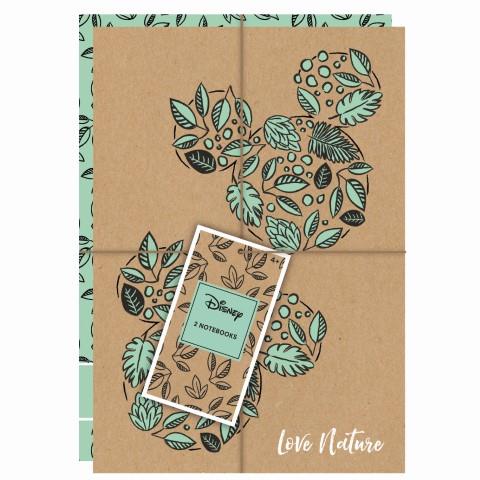 Disney Mickey Mouse Eco Kraft A5 Floral Notebooks (Pack of 2) - Anilas UK