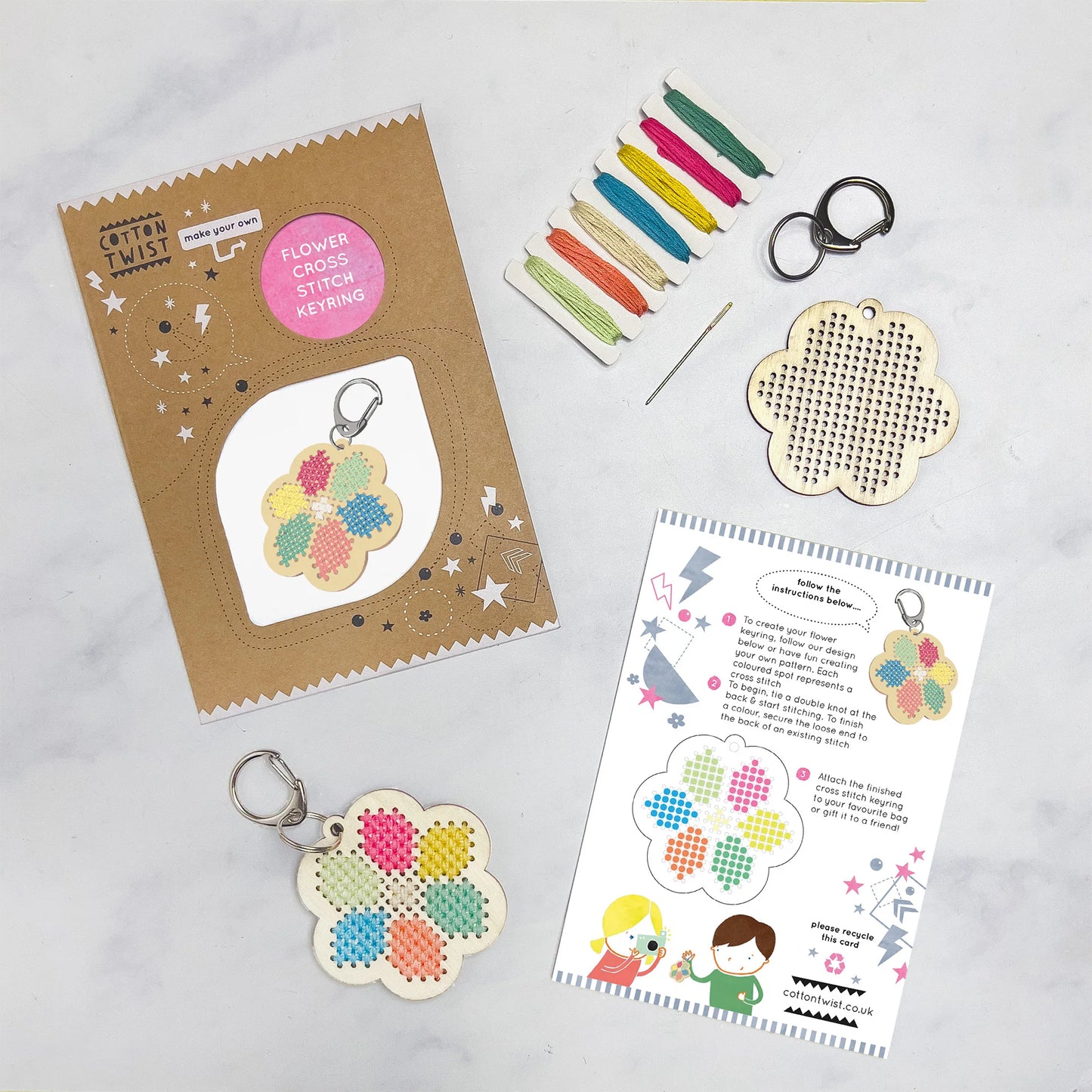 Make Your Own Flower Cross Stitch Keyring - Anilas UK