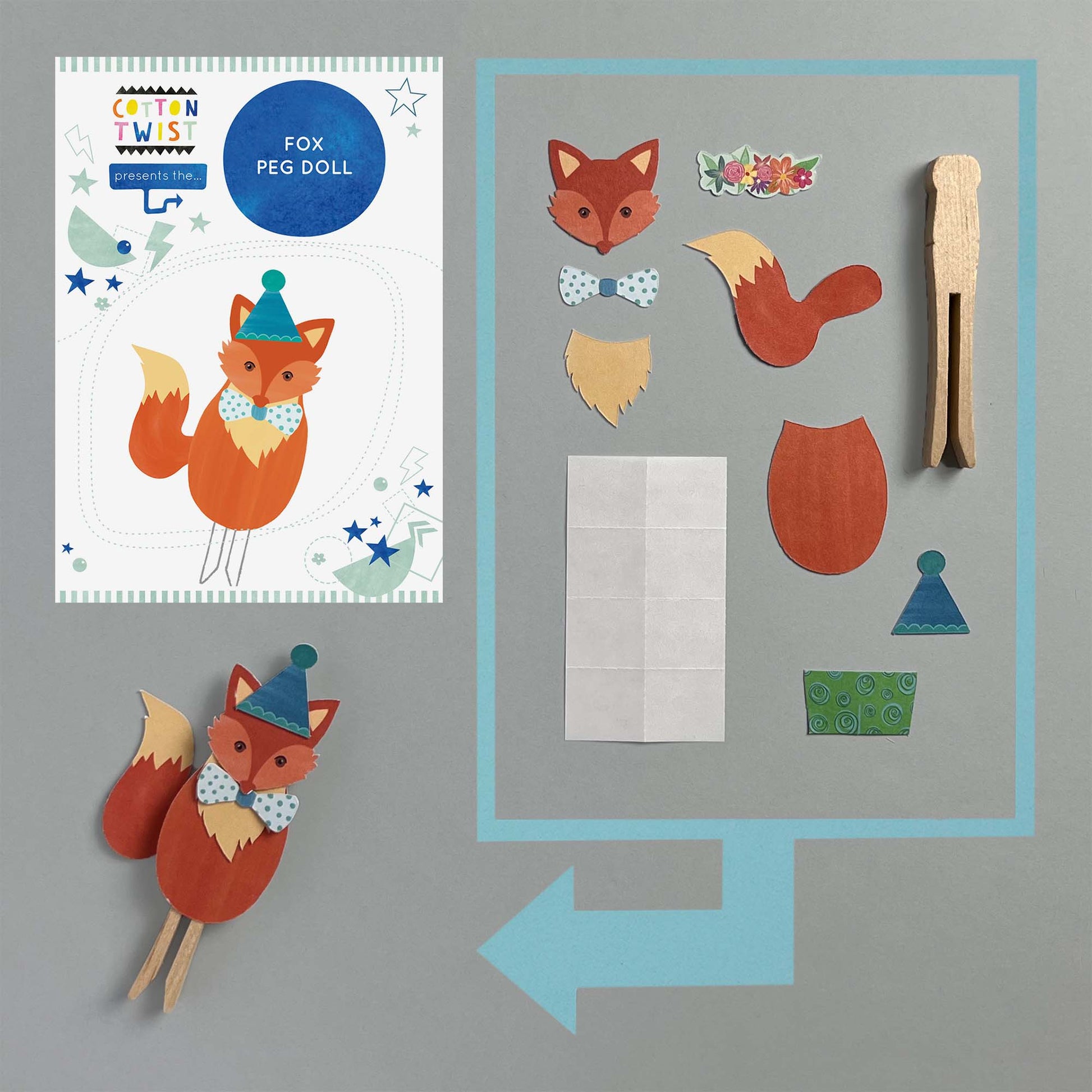 Make Your Own Fox Peg Doll Kit - Anilas UK