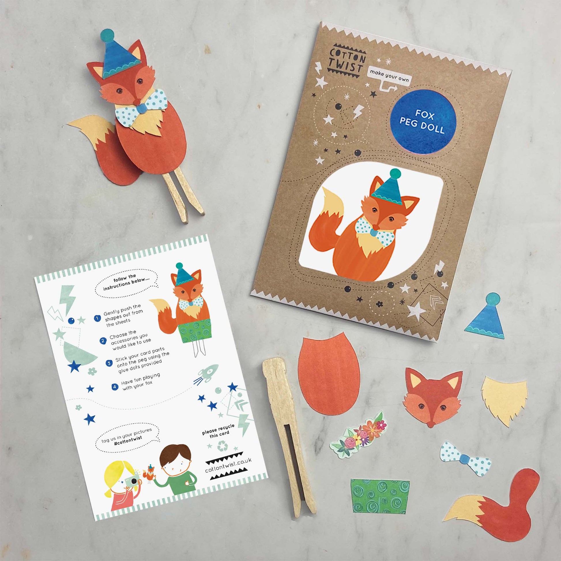 Make Your Own Fox Peg Doll Kit - Anilas UK