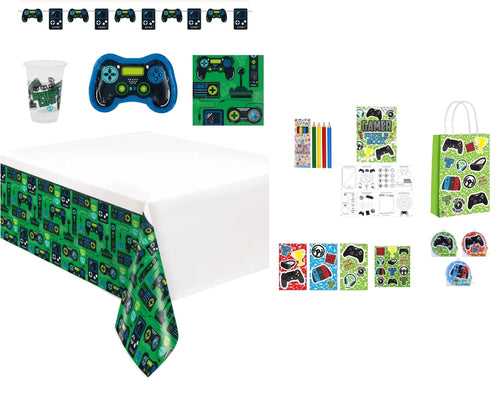 Complete Gamer Themed Party Pack for 8 people Including Tableware and Favours - Anilas UK