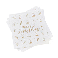 Gold Foiled Merry Christmas Paper Napkins (Pack of 20) - Anilas UK