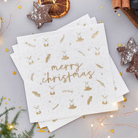 
              Gold Foiled Merry Christmas Paper Napkins (Pack of 20) - Anilas UK
            