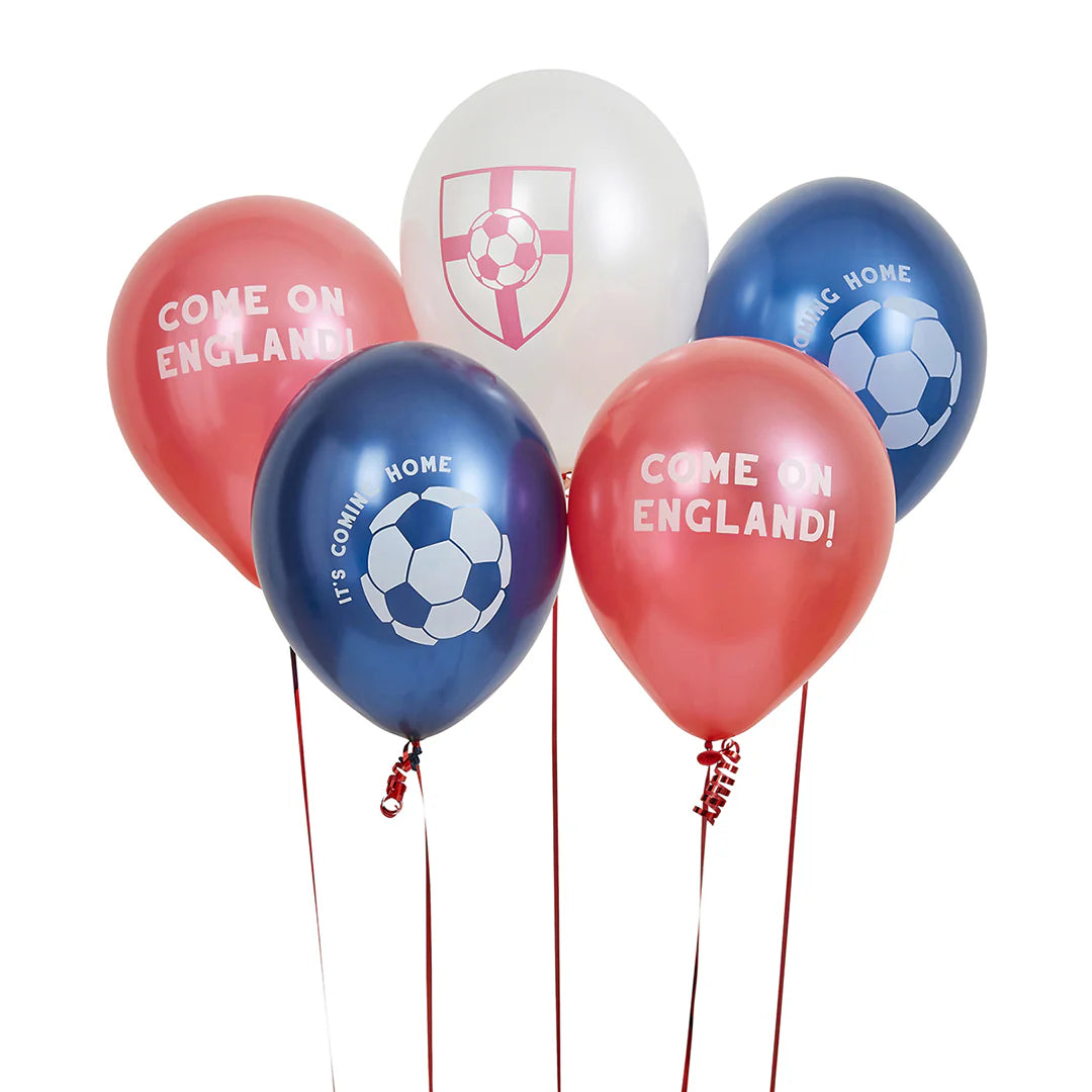 Come On England Latex 12" Balloons (Pack of 5) - Anilas UK