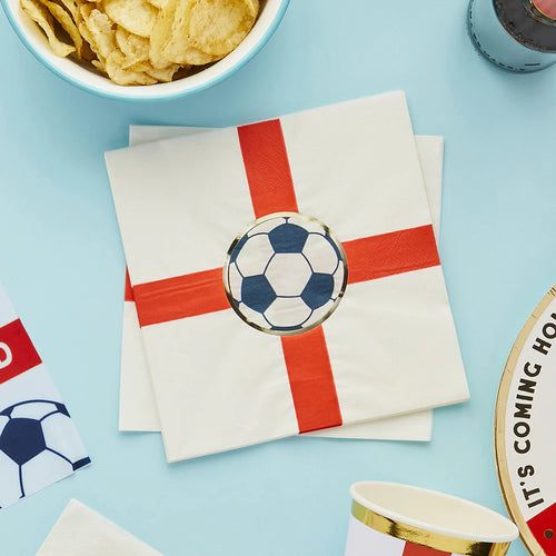 Come On England Football Paper Napkins (Pack of 16) - Anilas UK
