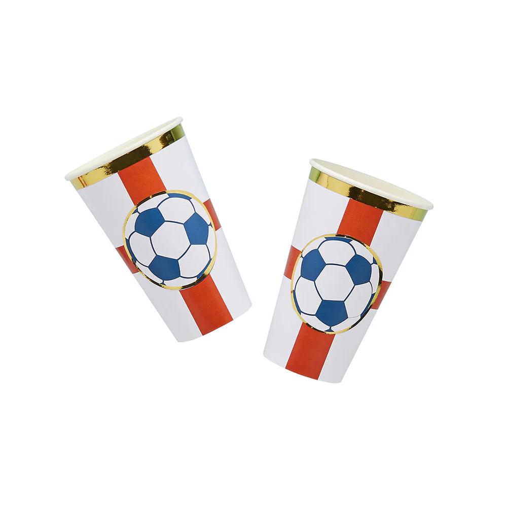 Come On England Football Jumbo Paper Cups (Pack of 8) - Anilas UK