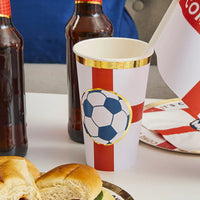 Come On England Football Jumbo Paper Cups (Pack of 8) - Anilas UK