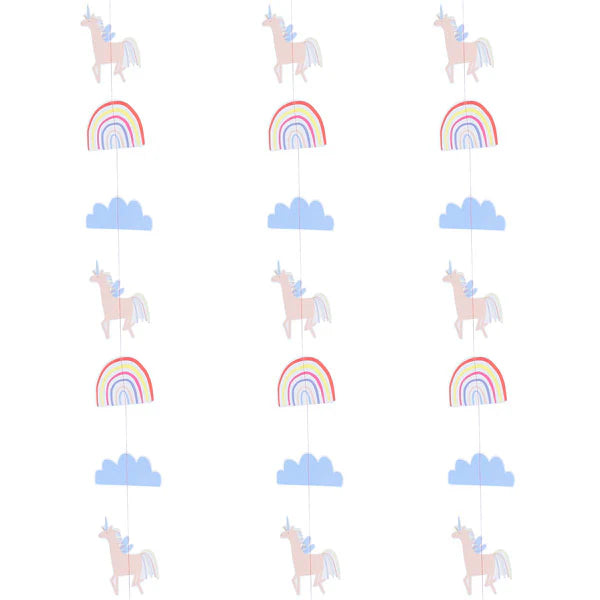 Enchanted Unicorn and Rainbow Hanging Party Decorations - 5 metres long - Anilas UK