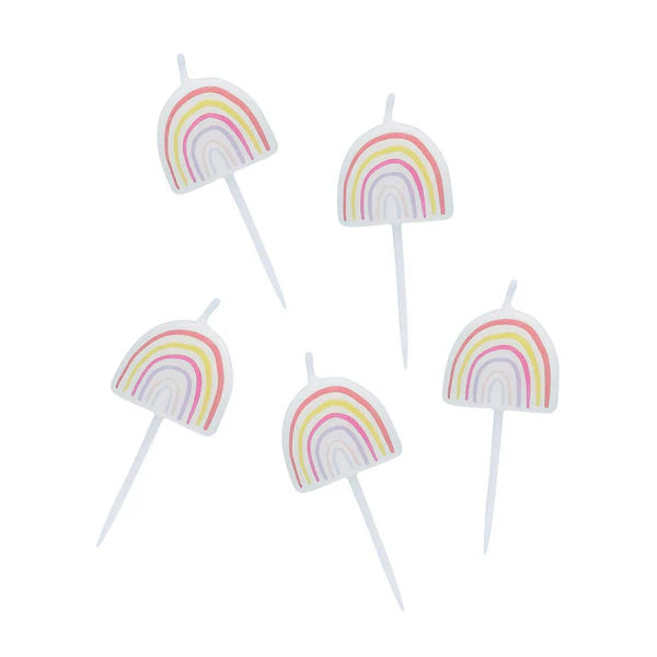 Rainbow Pick Birthday Cake Candles (Pack of 5) - Anilas UK